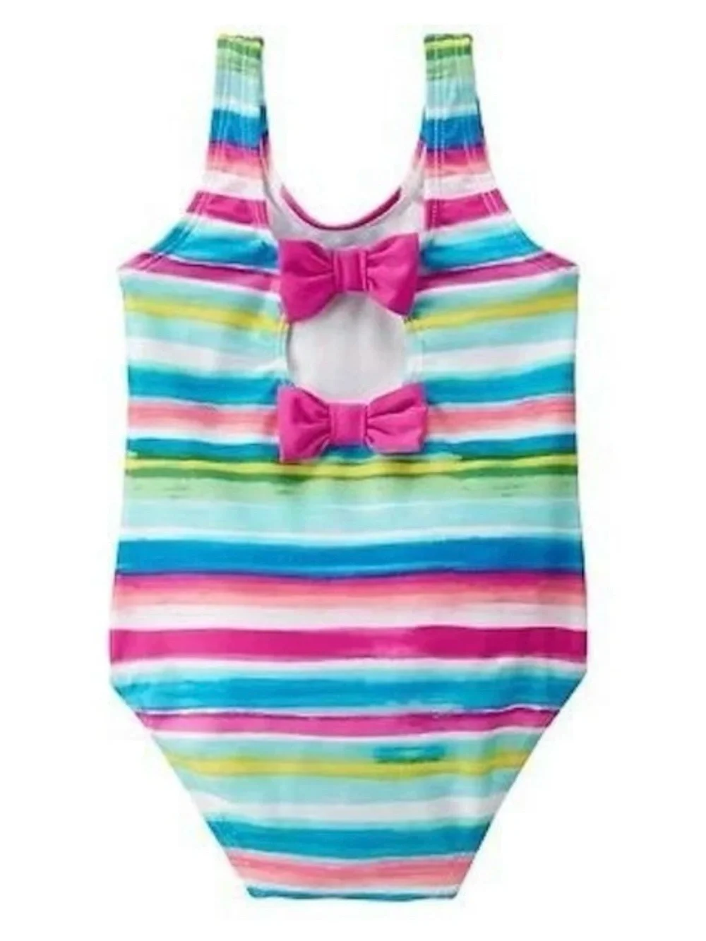 GYMBOREE Girls Pink Fish Stripe One-Piece Swimsuit NWT